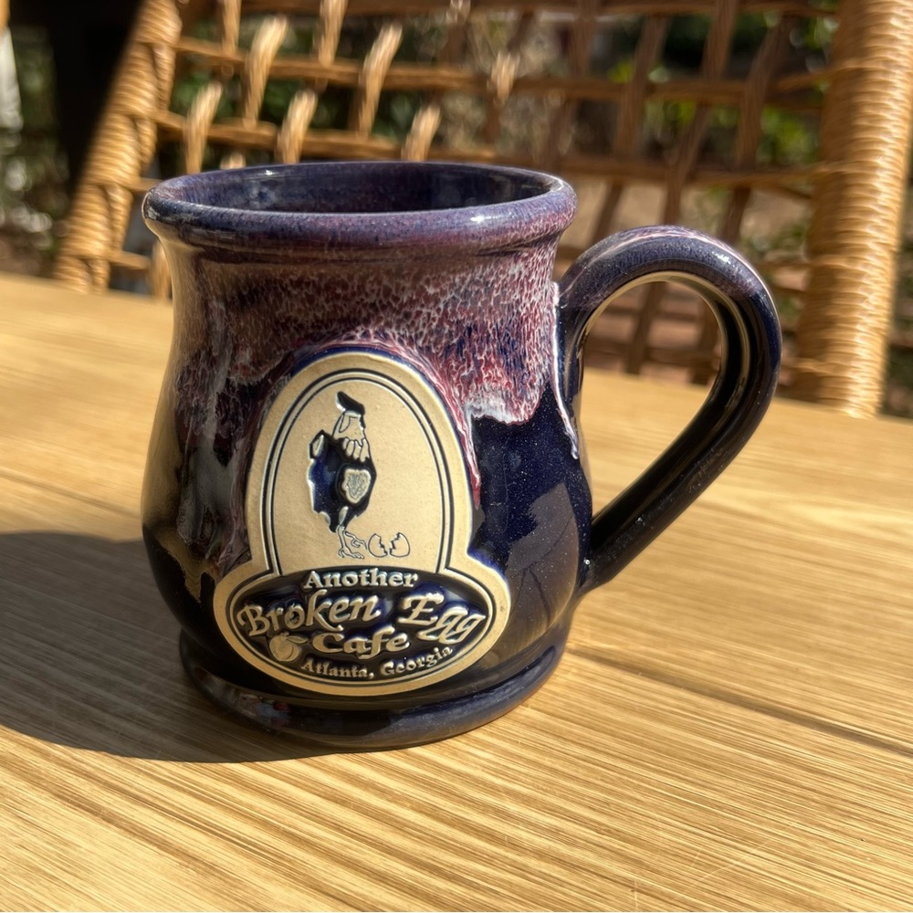 Deneen Pottery Another Broken Egg Cafe Coffee Mug Cup Purple Atlanta Georgia